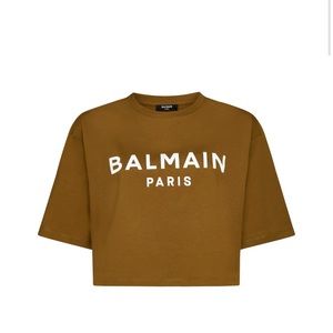 Balmain logo printed cropped t-shirt